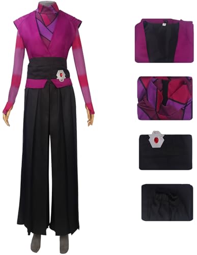 Hallojojo Morgan Kostüm Damen Cosplay Planet Krieg Morgan Elsbeth Uniform Set Weste TOp Hose Gürtel für Fancy Dress Up Halloween Karneval Party Geburtstag Maskenball Verkleidung von Hallojojo