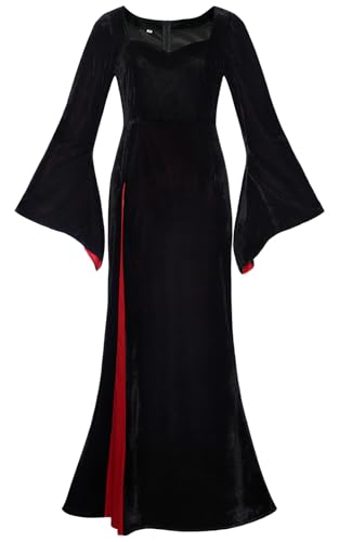 Hallojojo Morticia Kostüm Damen Cosplay Staffel 2 Mittwoch Mama Morticia Schwarz Lang Gothic Samt Abendkleid für Fancy Dress Up Halloween Karneval Party Geburtstag Maskenball Ballkleid Verkleidung Hallojojo Morticia Kostüm Damen Cosplay Staffel 2 Mittwoch Mama Morticia Schwarz Lang Gothic Samt Abendkleid für Fancy Dress Up Halloween Karneval Party Geburtstag Maskenball Ballkleid Verkleidung von Hallojojo
