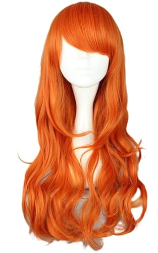 Hallojojo Nami Cosplay Perücken Damen Orange Lange Wellenlocken Perücke mit Pony Verkleidung Piraten König Nami Kostümperücke Halloween Karneval Party Maskenball Zubehör Anime Wig Hallojojo Nami Cosplay Perücken Damen Orange Lange Wellenlocken Perücke mit Pony Verkleidung Piraten König Nami Kostümperücke Halloween Karneval Party Maskenball Zubehör Anime Wig von Hallojojo