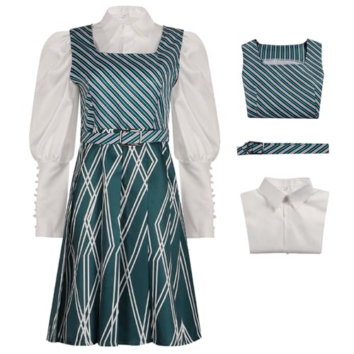 Hallojojo Nessarose Cosplay Kostüm Wicked Hexe Verkleidung Hexen Kostüm Nessarose Schuluniform Grüne Weihnachten Halloween Karneval Party Bühnenauftritt Fancy Dress für Erwachsene von Hallojojo