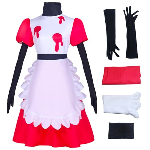 Hallojojo Niffty Cosplay Kostüm Set Maid Dress Anime Hazbin Hotel Verkleidung Niffty Uniform Weihnachten Halloween Karneval Party Bühnenauftritt Fancy Kostüm für Erwachsene von Hallojojo