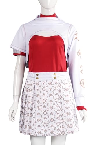 Hallojojo Nova Kostüm Damen Cosplay Zombie High School 4 Nova Cheerleader Uniformen Set Kapuzenpulli Top Rock und Armband für Fancy Dress Up Halloween Karneval Party Geburtstag Maskenball Verkleidung von Hallojojo