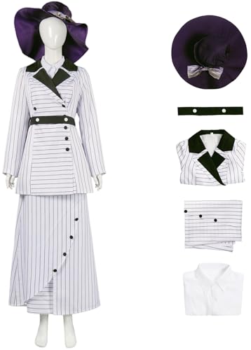 Hallojojo Rose Kostüm mit Hut Damen Fasching Cosplay Titanic Rose Vintage Elegant Lady Outfit Jacke Hemd Rock Gürtel für Fancy Dress Up Halloween Karneval Party Geburtstag Maskerade Verkleidung, Weiß Hallojojo Rose Kostüm mit Hut Damen Fasching Cosplay Titanic Rose Vintage Elegant Lady Outfit Jacke Hemd Rock Gürtel für Fancy Dress Up Halloween Karneval Party Geburtstag Maskerade Verkleidung, Weiß von Hallojojo