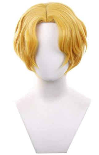 Hallojojo Sabo Cosplay Perücken Herren 32CM Gold Kurz Perücke Verkleidung Piraten König Sabo Kostümperücke Halloween Karneval Party Maskenball Zubehör Anime Wig Hallojojo Sabo Cosplay Perücken Herren 32CM Gold Kurz Perücke Verkleidung Piraten König Sabo Kostümperücke Halloween Karneval Party Maskenball Zubehör Anime Wig von Hallojojo
