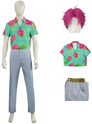 Hallojojo Saja Abby Kostüm Herren Cosplay Demon Hunters Boygroup Sajaboys Abby Uniform Set Hemd Hosen und Perücke für Fancy Dress Up Halloween Karneval Party Geburtstag Maskenball Anime Verkleidung von Hallojojo