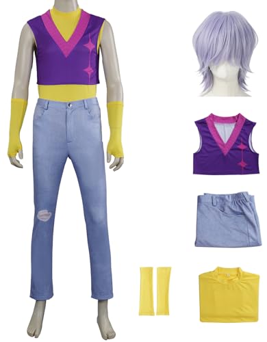 Hallojojo Saja Mystery Kostüm Herren Cosplay Dämon Boygroup Sajaboys Mystery Uniform Set Weste Top Hosen Handschuhe und Perücke für Dress Up Halloween Karneval Party Geburtstag Maskenball Verkleidung von Hallojojo