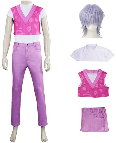 Hallojojo Saja Mystery Kostüm Herren Cosplay Dämon Boygroup Sajaboys Mystery Uniform Set Weste Top Hosen und Perücke für Fancy Dress Up Halloween Karneval Party Geburtstag Maskenball Anime Verkleidung von Hallojojo