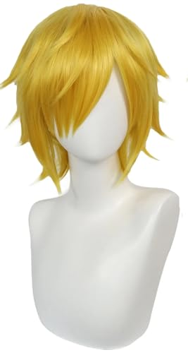 Hallojojo Sanji Cosplay Perücken Herren Gold Kurze Perücke Verkleidung Piraten König Sanji Kostümperücke Halloween Karneval Party Maskenball Zubehör Anime Wig Hallojojo Sanji Cosplay Perücken Herren Gold Kurze Perücke Verkleidung Piraten König Sanji Kostümperücke Halloween Karneval Party Maskenball Zubehör Anime Wig von Hallojojo