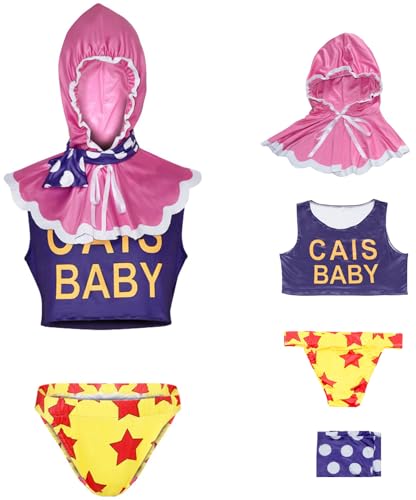 Hallojojo Senor Pink Kostüm Herren Cosplay Pirat Anime Swim-Swim Fruit Senor Pink Uniform Set Top Hose und Halstuch Kopfbedeckung für Fancy Dress Up Halloween Karneval Party Maskenball Verkleidung von Hallojojo