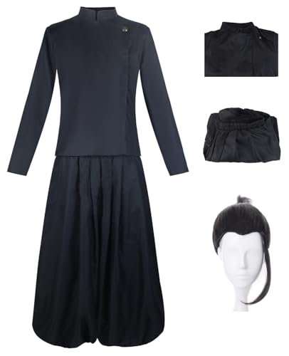 Hallojojo Suguru Geto Cosplay Kostüm Komplettes Set mit Perücke Anime Jujutsu Kaisen Verkleidung Geto Suguru Schuluniform Weihnachten Halloween Karneval Party Fancy Kostüm für Erwachsene von Hallojojo