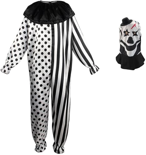 Hallojojo Terrifier Kostüm mit Maske Erwachsene Fasching Cosplay Horrorfilm Nachtmörder Terrifier Clown Overall für Fancy Dress Up Halloween Karneval Party Maskerade Verkleidung, Einheitsgröße Hallojojo Terrifier Kostüm mit Maske Erwachsene Fasching Cosplay Horrorfilm Nachtmörder Terrifier Clown Overall für Fancy Dress Up Halloween Karneval Party Maskerade Verkleidung, Einheitsgröße von Hallojojo
