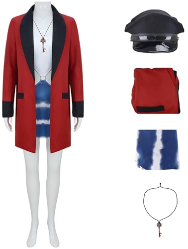 Hallojojo Vivian Kostüm Damen Fasching Cosplay Julia Roberts Pretty Woman Vivian Outfit Jacke Kleid mit Hut Halskette für Fancy Dress Up Halloween Karneval Party Geburtstag Maskenball Verkleidung von Hallojojo