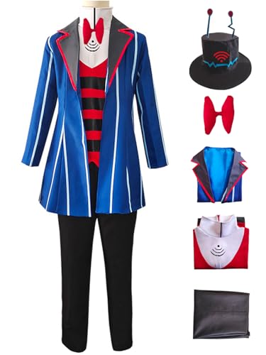 Hallojojo Vox Cosplay Kostüm Set mit Kapuze Anime Hazbin Hotel Verkleidung 3 Vees Vox Uniform Weihnachten Halloween Karneval Party Bühnenauftritt Fancy Kostüm für Erwachsene von Hallojojo