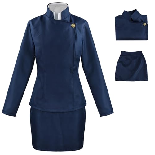 Hallojojo Zenin Maki Cosplay Kostüm Komplettes Set mit Perücke Anime Jujutsu Kaisen Verkleidung Maki Zenin Cosplay Schuluniform Weihnachten Halloween Karneval Party Fancy Kostüm für Erwachsene von Hallojojo