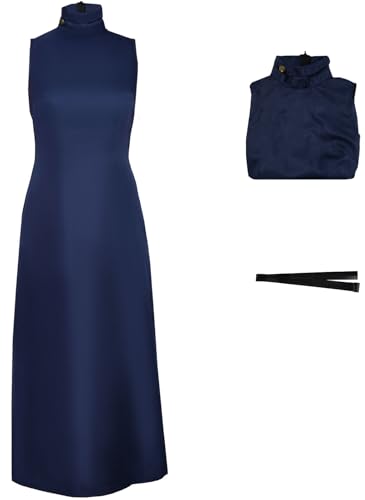 Hallojojo Zenin Maki Kostüm Damen Cosplay Anime Beschwörer Zenin Maki Uniform Set Long Kleid mit Beinband für Fancy Dress Up Halloween Karneval Party Maskenball Verkleidung von Hallojojo