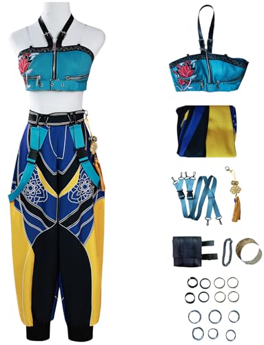 Hallojojo Zoey Kostüm Damen Cosplay KPop Demon Girlgroup Zoey Uniform Set mit Armreif Ring Ohrringe Tasche für Fancy Dress Up Halloween Karneval Party Geburtstag Maskenball Anime Show Verkleidung von Hallojojo