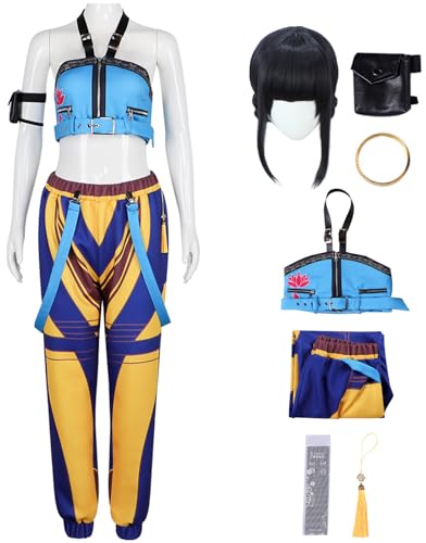 Hallojojo Zoey Kostüm Damen Cosplay KPop Exorzist Girlgroup Zoey Komplett Uniform Set Top Hose mit Tasche Armband Anhänger und Perücke für Halloween Karneval Party Geburtstag Maskenball Verkleidung Hallojojo Zoey Kostüm Damen Cosplay KPop Exorzist Girlgroup Zoey Komplett Uniform Set Top Hose mit Tasche Armband Anhänger und Perücke für Halloween Karneval Party Geburtstag Maskenball Verkleidung von Hallojojo