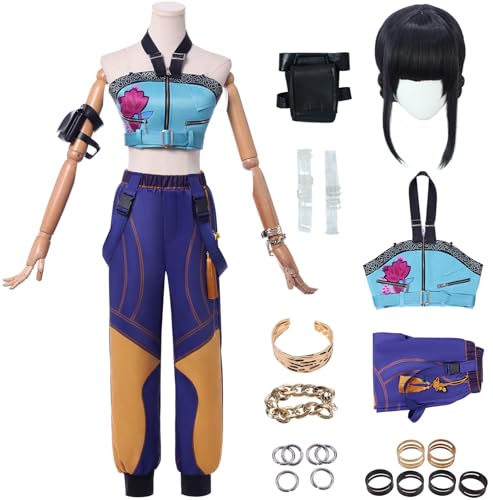 Hallojojo Zoey Kostüm Damen Cosplay KPop Demon Hunters Zoey Girlgroup Komplett Uniform Set mit Zubehör und Perücken für Fancy Dress Up Halloween Karneval Party Geburtstag Maskenball Verkleidung Hallojojo Zoey Kostüm Damen Cosplay KPop Demon Hunters Zoey Girlgroup Komplett Uniform Set mit Zubehör und Perücken für Fancy Dress Up Halloween Karneval Party Geburtstag Maskenball Verkleidung von Hallojojo