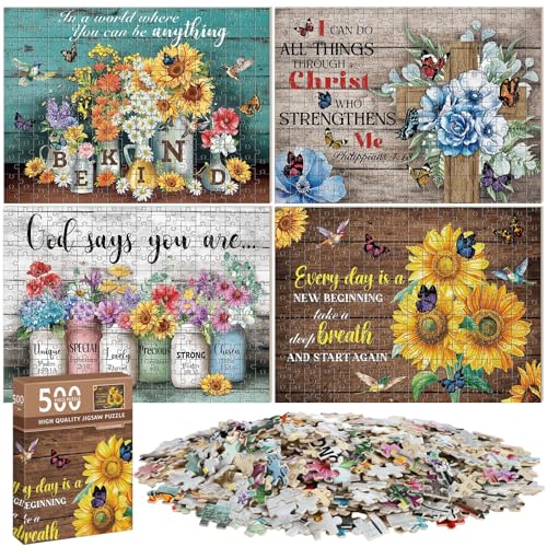 Halloscume 4 Pack 500 Stück christliche Puzzles für Erwachsene Bibelpuzzles Sonnenblume Religiöse Holzpuzzles für Erwachsene Ältere Senioren Inspirierende Puzzles Geschenk für Familienaktivitäten Halloscume 4 Pack 500 Stück christliche Puzzles für Erwachsene Bibelpuzzles Sonnenblume Religiöse Holzpuzzles für Erwachsene Ältere Senioren Inspirierende Puzzles Geschenk für Familienaktivitäten von Halloscume