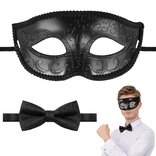 Halloscume Maskerade-Maske für Herren mit Fliege, venezianische Maske, griechisch-römische Fliege für Halloween, Karneval, Party (klassisch) von Halloscume