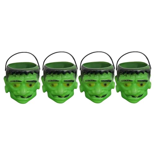 Halloween Mini Süßigkeitentöpfe Kürbis Skelett Frankensteins Monster Candy Pot Kinder (Frankenstein's Monster – 4 Stück) von Halloween Hangings