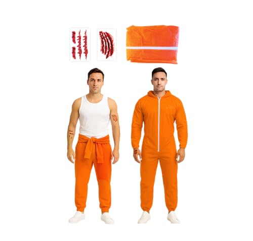 3-teiliges Gefangenen-Kostüm – Halloween-Kostüme für Herren – Erwachsene und Teenager, Einheitsgröße, trendiges Kostüm 2025 – britische Marke 3-teiliges Gefangenen-Kostüm – Halloween-Kostüme für Herren – Erwachsene und Teenager, Einheitsgröße, trendiges Kostüm 2025 – britische Marke von Halloweenmania