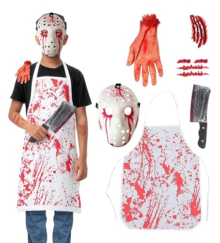 6 Stück Killer-Halloween-Kostüme für Jungen – 5–12 Jahre alte Jungen, Einheitsgröße, trendiges Kostüm 2025, britische Marke von Halloweenmania