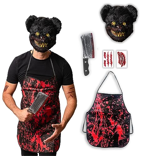 Horror-Bär Kostüm - Halloween Kostüm Herren - Erwachsene & Teenager Eine Größe passt allen – 2023 Trending Kostüm von Halloweenmania