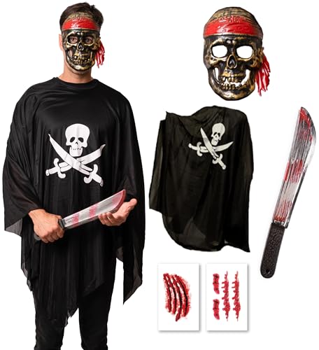 Zombie-Pirat Kostüm - Halloween Kostüm Herren - Erwachsene & Teenager Eine Größe passt allen – 2023 Trending Kostüm von Halloweenmania