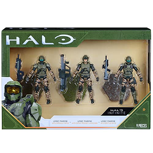 HALO 10,2 cm 3 Figuren Pack Sortiment – UNSC Marines mit Waffenfans – Build Your Universe – Amazon Exclusive von Halo
