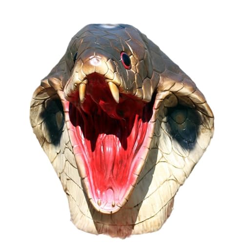 Haloppe Cobra Party Masque Kostüm Realistischer Schlangenkopf Halloween Latex Tier für Cosplay Karneval Schlange von Haloppe