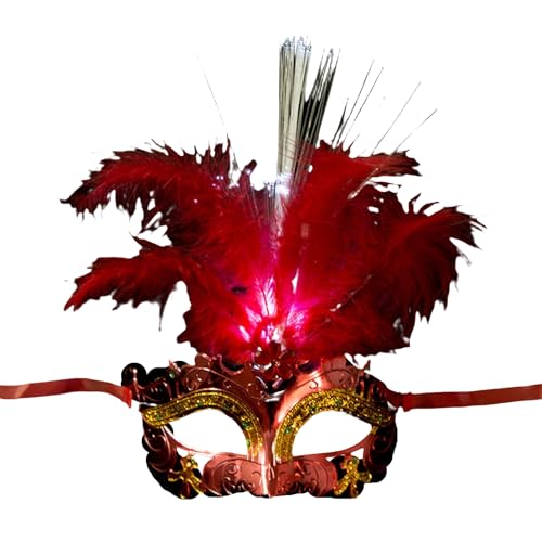 Haloppe Halloween-Maske, leuchtend, atmungsaktiv, tragbar, leuchtend, kompatibel mit Party, Rot von Haloppe