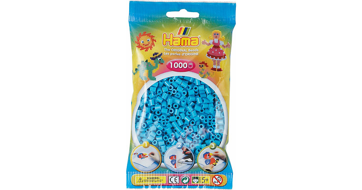 HAMA 207-49 Beutel midi-Perlen, 1.000 Stück, azur blau azurblau von Hama Perlen