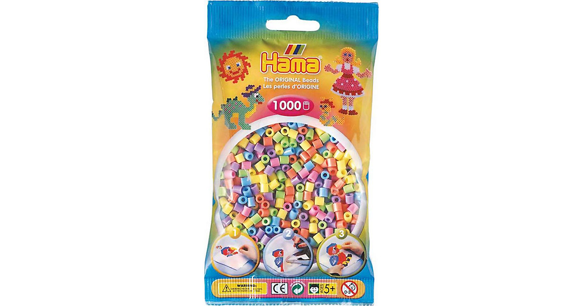 HAMA 207-50 midi-Perlen, 1.000 Stück, Pastell-Mix von Hama Perlen