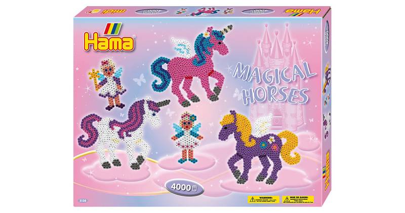 HAMA 3138 Geschenkset Zauberhafte Pferde, 4.000 midi-Perlen & Zubehör von Hama Perlen