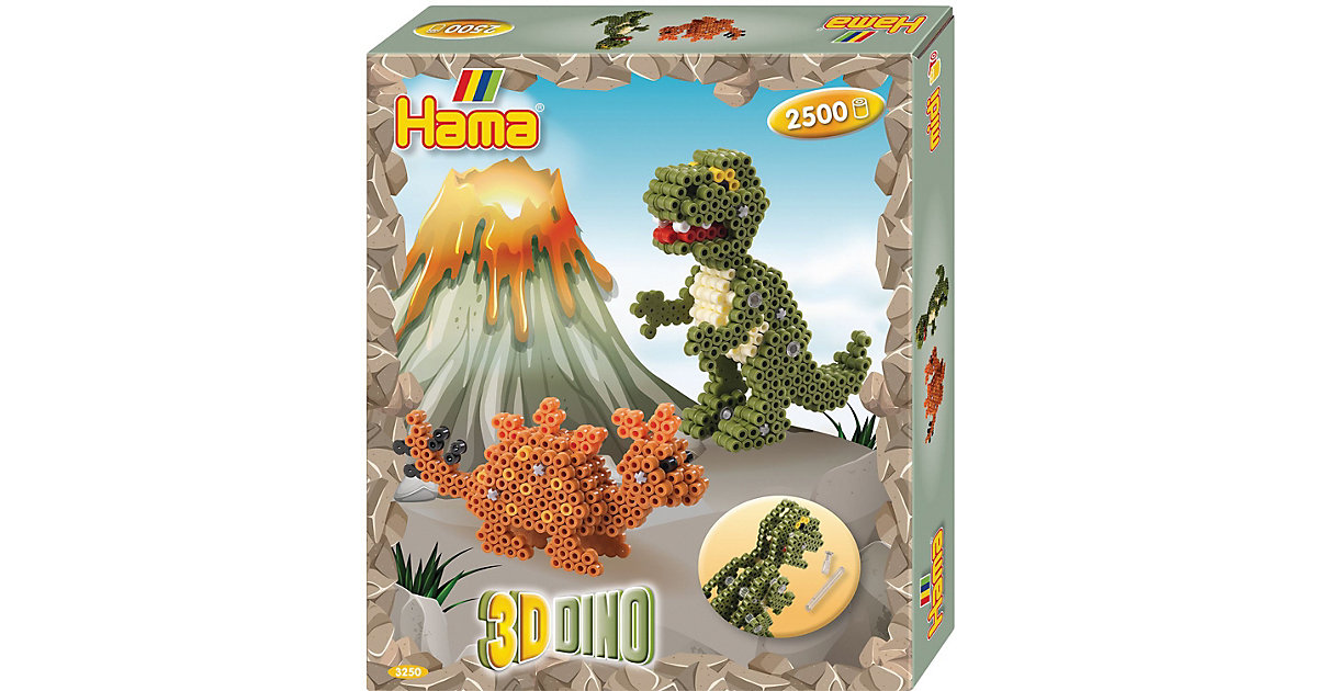 HAMA 3250 Geschenkpackung 3D-Dinos, 2.500 midi-Perlen & Zubehör von Hama Perlen