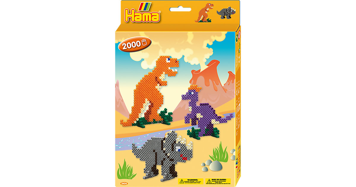HAMA 3434 Geschenkset Dino-Welt, 2.000 midi-Perlen & Zubehör von Hama Perlen