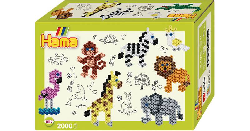 HAMA 3510 Geschenkpackung Zootiere, 2.000 midi-Perlen & Zubehör von Hama Perlen