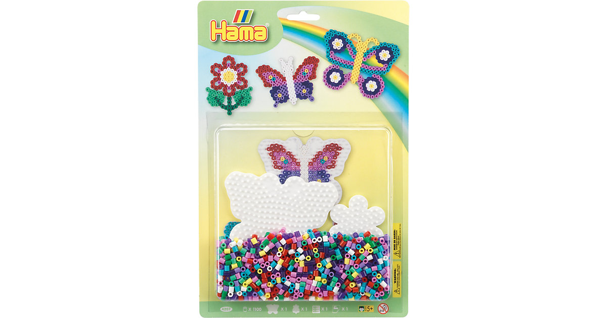 HAMA 4207 Blister Schmetterlinge & Blume, 1.100 midi-Perlen & Zubehör mehrfarbig Modell 8 HAMA 4207 Blister Schmetterlinge & Blume, 1.100 midi-Perlen & Zubehör mehrfarbig Modell 8 von Hama Perlen