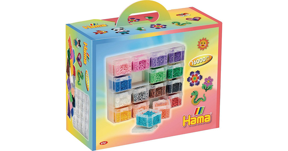 HAMA 6761 Große Sortierbox HAMA-Perlen, gefüllt mit 16.000 midi-Bügelperlen in 16 Farben  Kinder von Hama Perlen