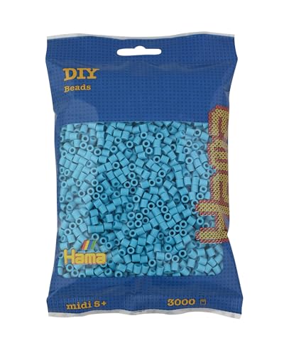 Hama Perlen 201-49 - Bügelperlen Beutel mit ca. 3000 Midi Bastelperlen mit Durchmesser 5 mm in Azurblau, kreativer Bastelspaß für Groß und Klein von Hama