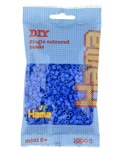 Hama Perlen 207-09 Bügelperlen Beutel mit ca. 1.000 Midi Bastelperlen mit Durchmesser 5 mm in Hellblau, kreativer Bastelspaß für Groß und Klein von Hama Perlen