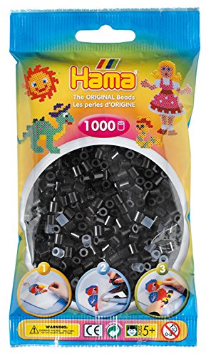 Hama Perlen 207-18 Bügelperlen Beutel mit ca. 1.000 Midi Bastelperlen mit Durchmesser 5 mm in Schwarz, kreativer Bastelspaß für Groß und Klein von Hama Perlen