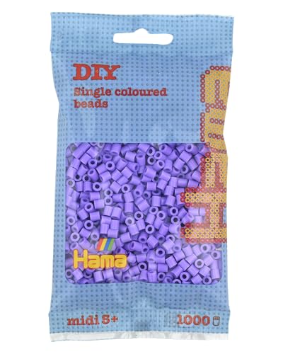 Hama Perlen 207-45 Bügelperlen Beutel mit ca. 1.000 Midi Bastelperlen mit Durchmesser 5 mm in Pastell Rosa, kreativer Bastelspaß für Groß und Klein von Hama