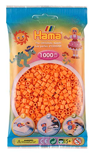 Hama Perlen 207-79 Bügelperlen Beutel mit ca. 1.000 Midi Bastelperlen mit Durchmesser 5 mm in Apricot, kreativer Bastelspaß für Groß und Klein von Hama
