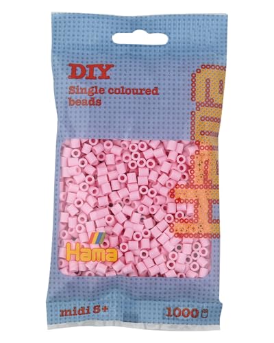 Hama Perlen 207-95 Bügelperlen Beutel mit ca. 1.000 Midi Bastelperlen mit Durchmesser 5 mm in Pastell Rosé, kreativer Bastelspaß für Groß und Klein, Bunt von Hama