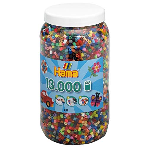Hama Perlen 211-68 Bügelperlen XXL Dose mit ca. 13.000 bunten Midi Bastelperlen mit Durchmesser 5 mm in 52 Farben, kreativer Bastelspaß für Groß und Klein von Hama Perlen