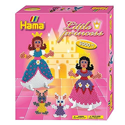 Hama Perlen 3230 Geschenk-Set Prinzessinnen mit ca. 3.000 Midi Bügelperlen mit Durchmesser 5 mm, Motivvorlagen und Stiftplatte, inkl. Bügelpapier, kreativer Bastelspaß für Groß und Klein von Hama Perlen