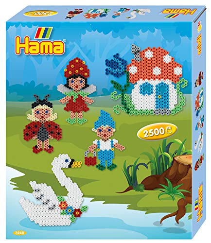 Hama Perlen 3248 Geschenk-Set Elfenland mit ca. 2.500 bunten Midi Bügelperlen mit Durchmesser 5 mm, Motivvorlage und Stiftplatte, inkl. Bügelpapier, kreativer Bastelspaß für Groß und Klein von Hama Perlen