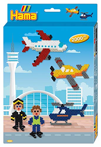 Hama Perlen 3445 Geschenk-Set Flughafen mit ca. 2.000 bunten Midi Bügelperlen mit Durchmesser 5 mm, Motivvorlage und Stiftplatte, inkl. Bügelpapier, kreativer Bastelspaß für Groß und Klein Hama Perlen 3445 Geschenk-Set Flughafen mit ca. 2.000 bunten Midi Bügelperlen mit Durchmesser 5 mm, Motivvorlage und Stiftplatte, inkl. Bügelpapier, kreativer Bastelspaß für Groß und Klein von Hama